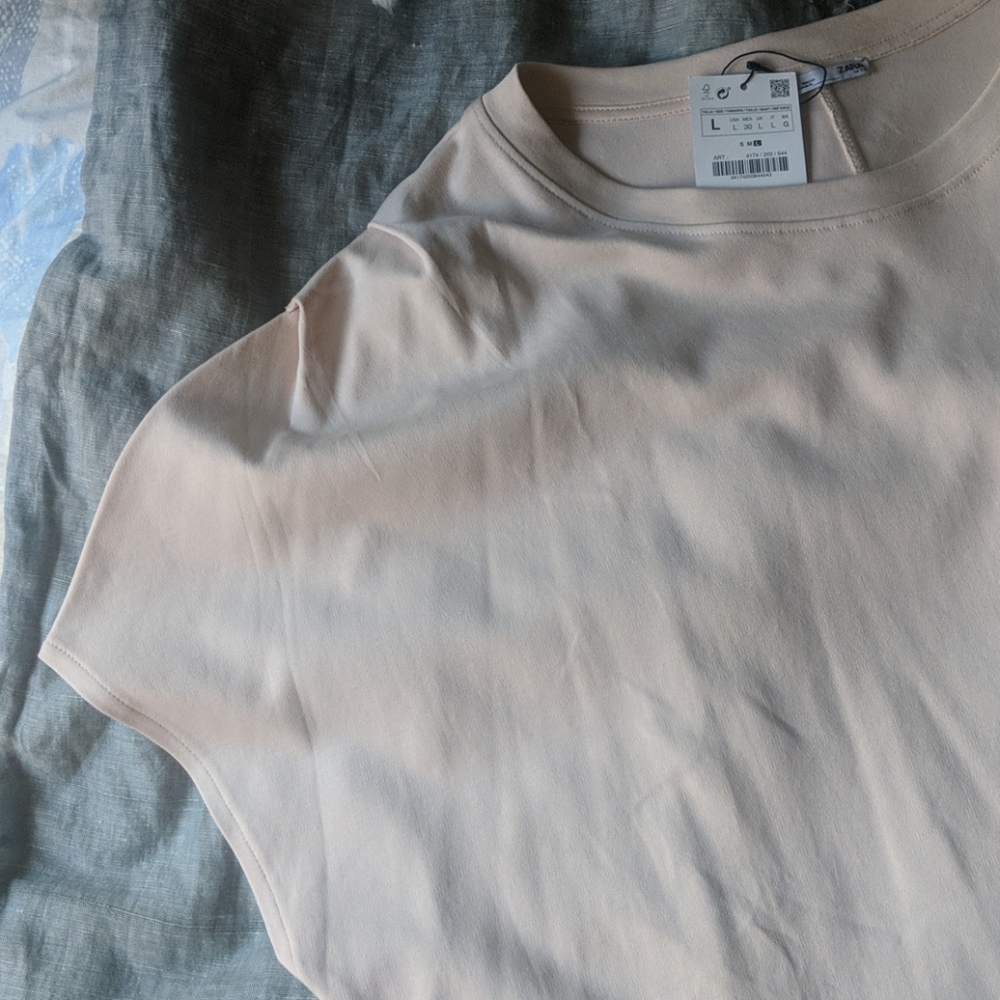 NWT ✨ Zara L cotton dress with ruched sleeves - Picture 3 of 8
